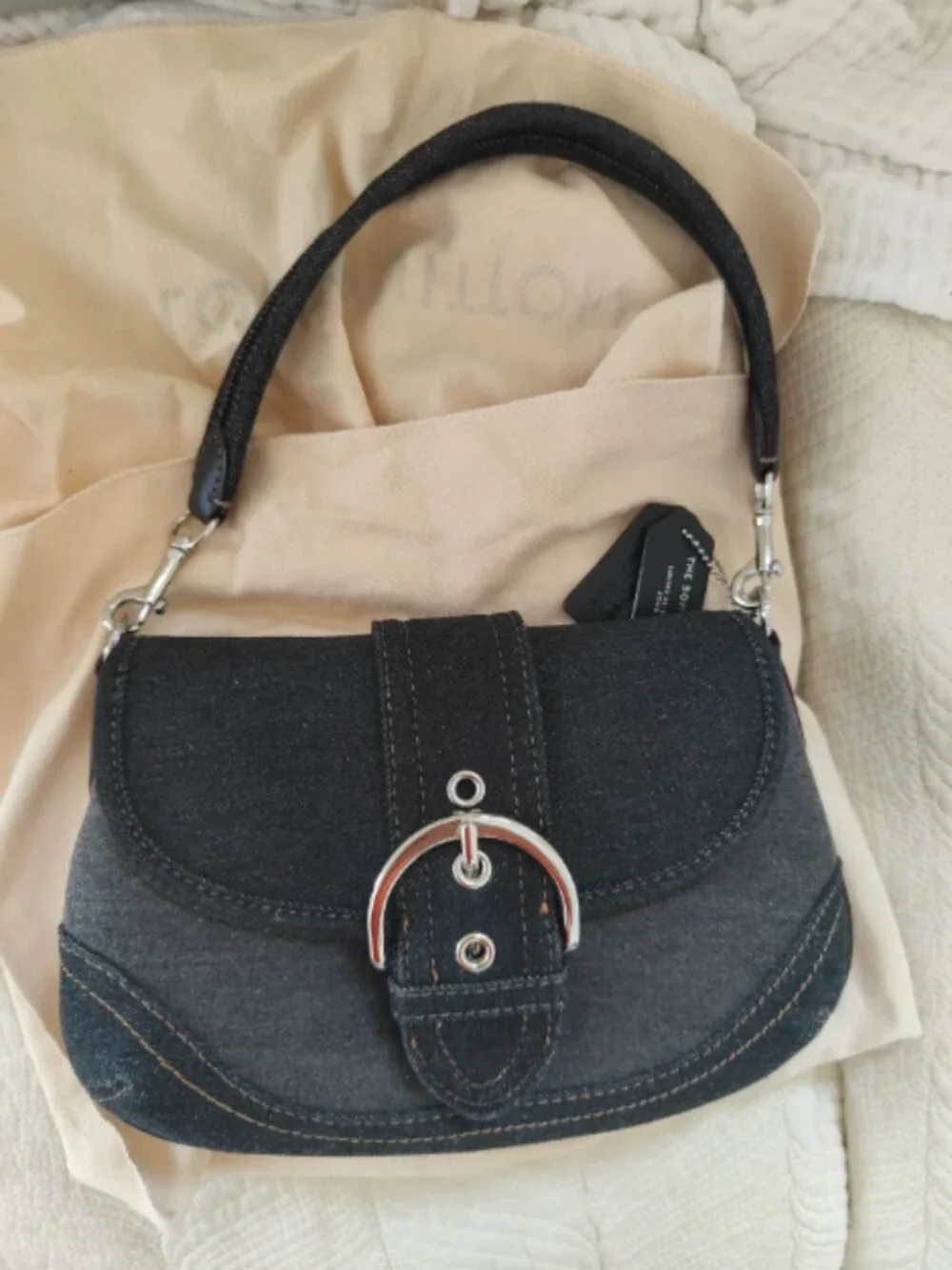 COACH Soho Bag Denim Shoulder Black
